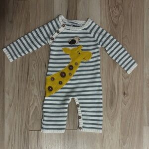 Mud Pie Gray and White Striped Giraffe Baby Footie